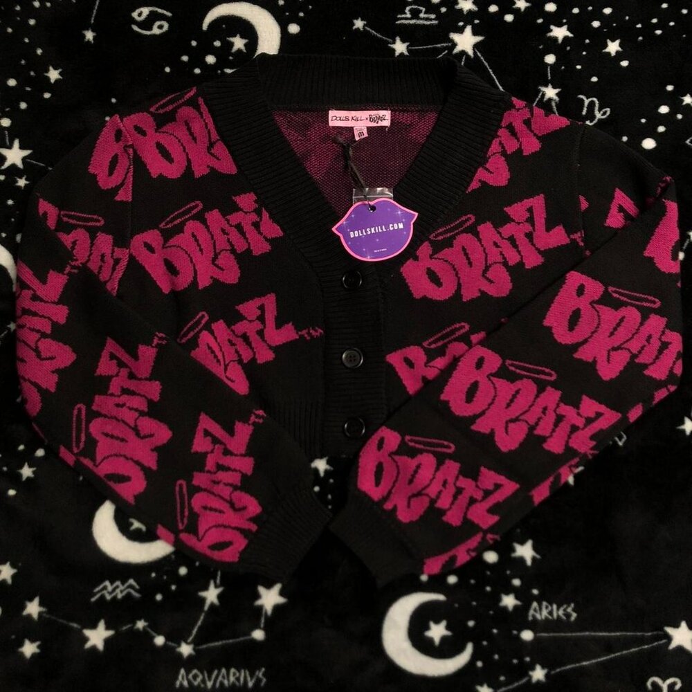Dolls Kill Black and Pink Bratz Cardigan